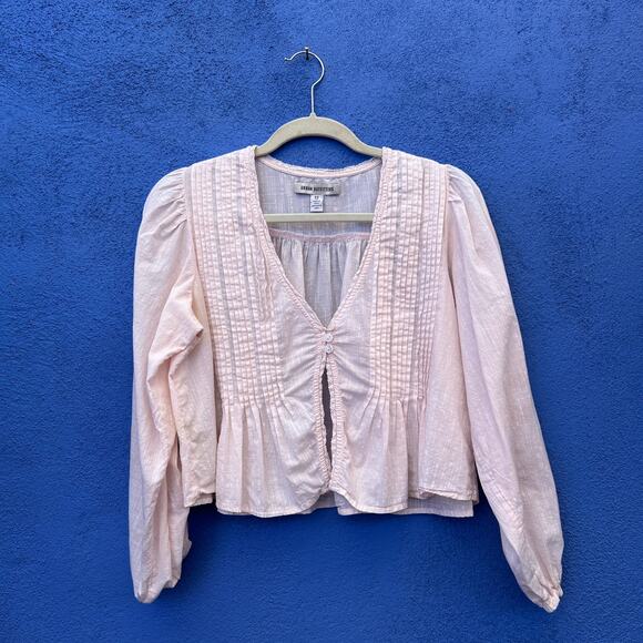 urban outfitters pintucked cropped balloon sleeved top - Picture 1 of 5